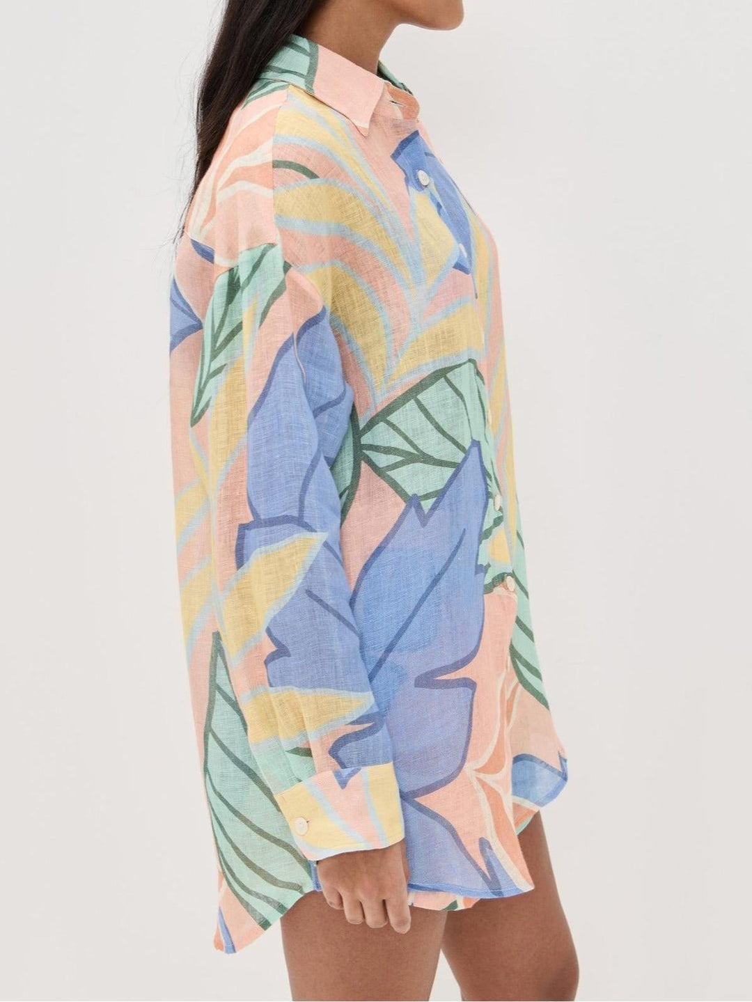 Amandine | Robe Courte Imprimée Feuilles Tropicales Henri Lyon