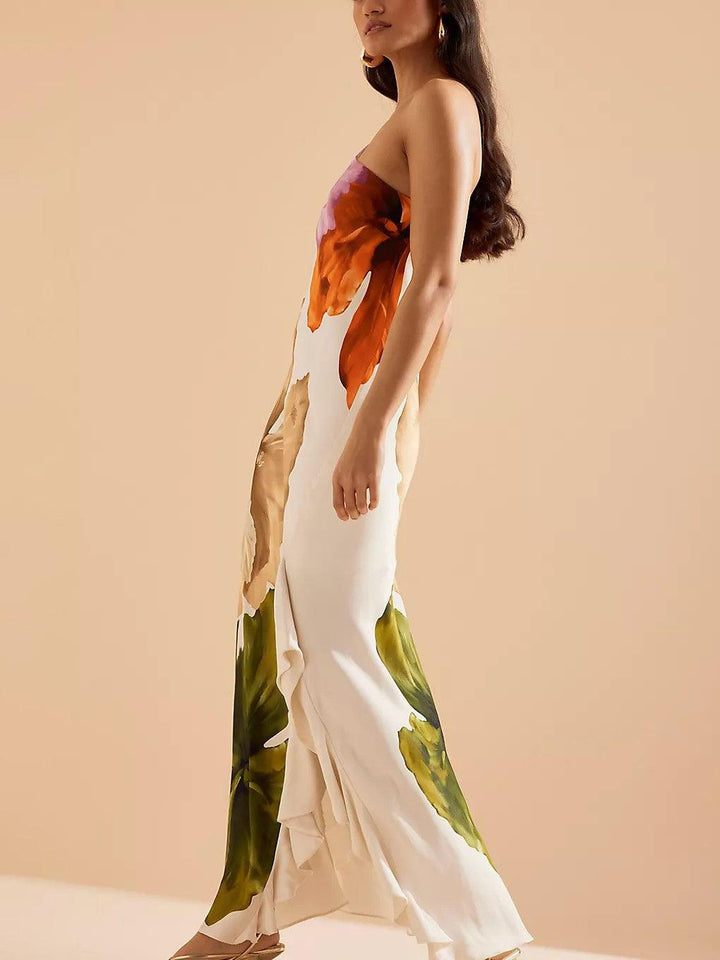 Kira | Robe Maxi Élégante avec Imprimé Floral et Épaules Dégagées Henri Lyon
