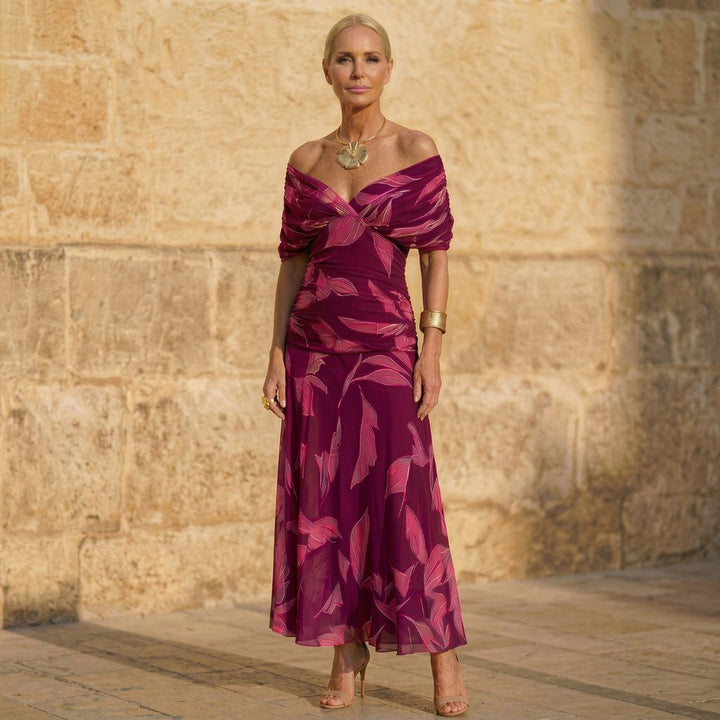 Celeste | Élégante Robe à Motif Feuilles Henri Lyon