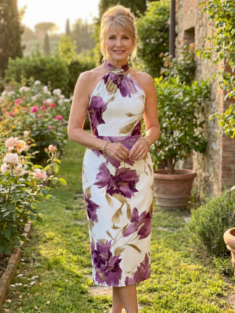 Zinnara - Robe Midi Imprimée Florale à Col Halter Henri Lyon