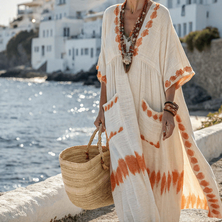 Robe Caftan "Faustine" – Ocre de Naxos Henri Lyon