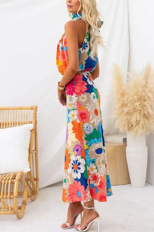 Estate | Robe maxi sans manches avec nœud à la taille et imprimé floral Henri Lyon