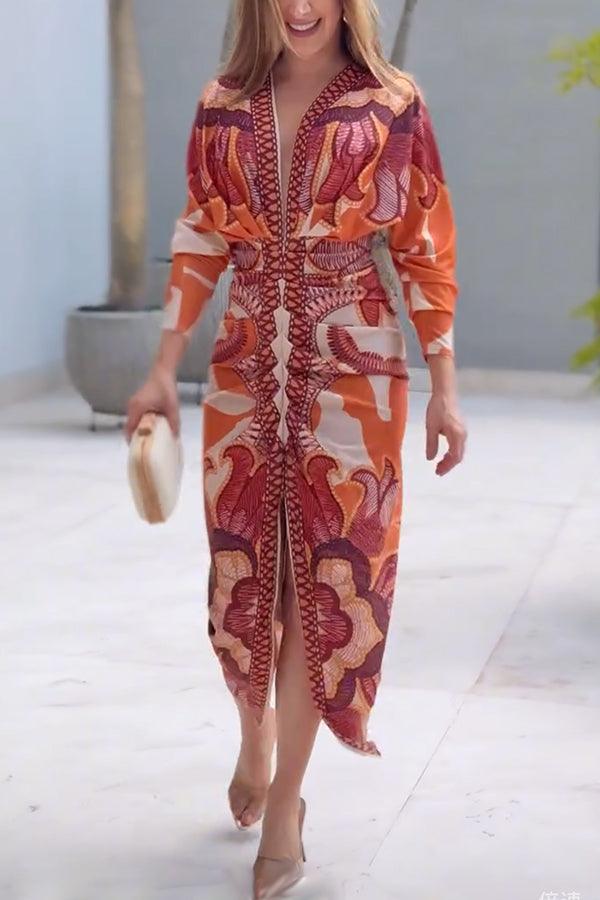 Eva | Robe Midi Dolman Imprimée Unique Sun Escape Henri Lyon