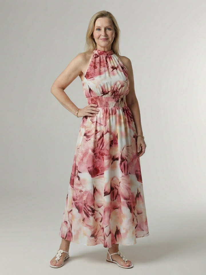 Sylin - Robe Midi à Encolure Halter Rassemblée Henri Lyon