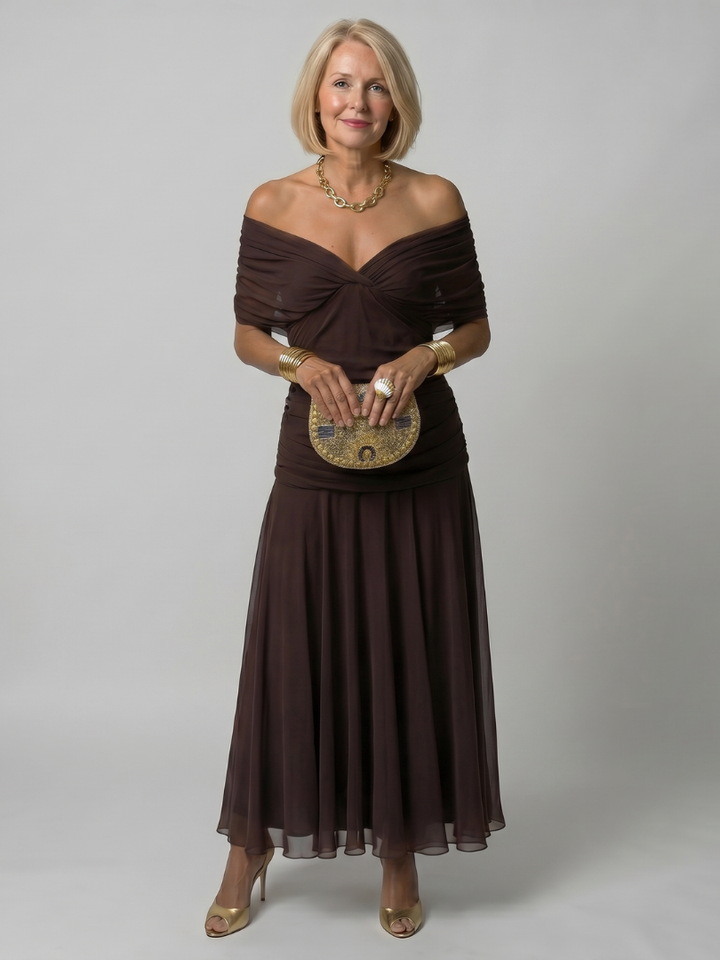 Calen - Robe Midi à Épaules Dégagées Henri Lyon