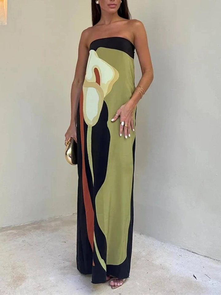Joan | Robe de soirée maxi imprimée sans manches au style côtier Henri Lyon