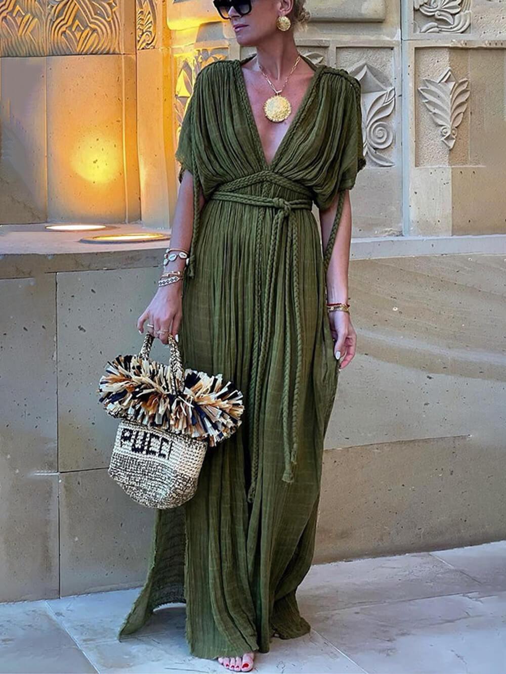 Elena | Robe Maxi avec Fente et Kimono et Tresses Henri Lyon
