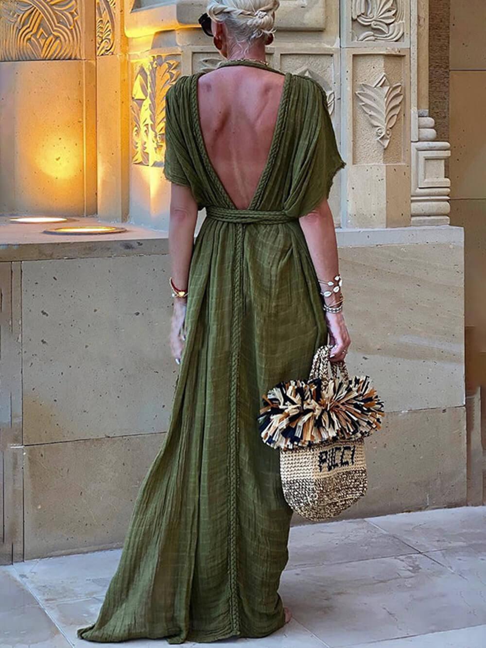 Elena | Robe Maxi avec Fente et Kimono et Tresses Henri Lyon