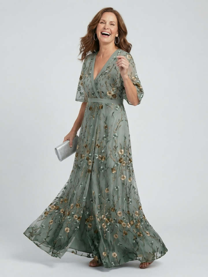 Selora | Robe Maxi à Fleurs avec Col Halter Henri Lyon