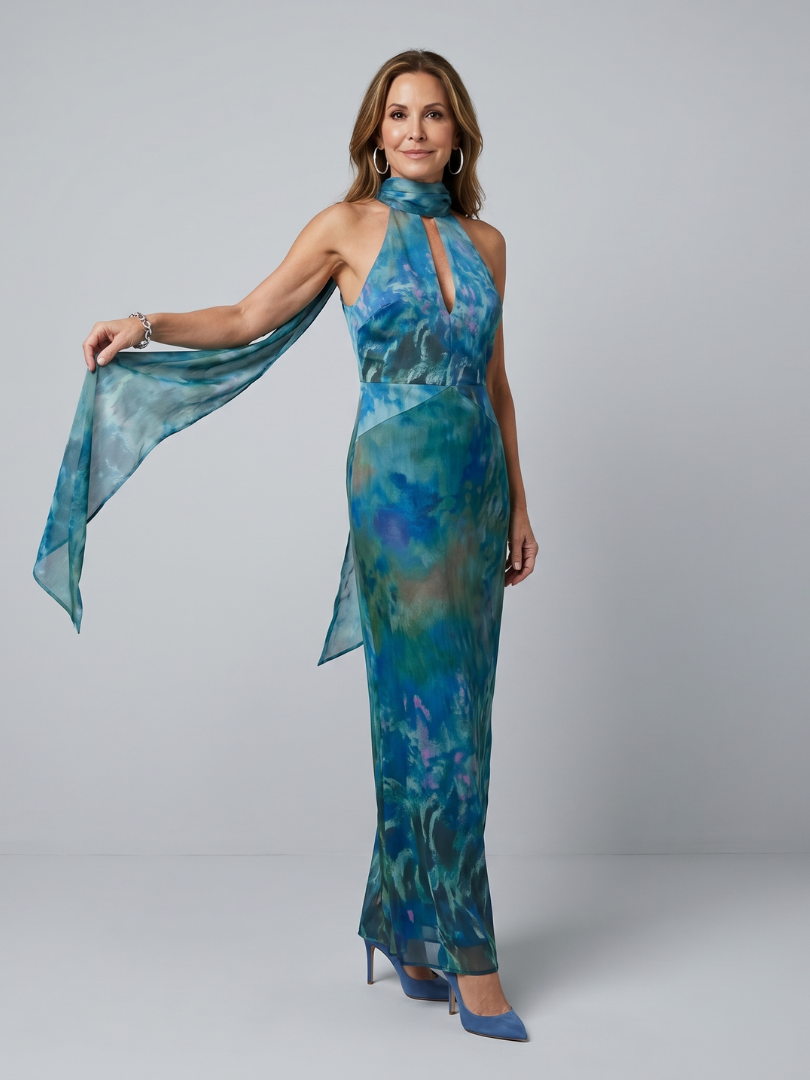 Juniper - Robe maxi sans manches à col halter avec ouverture Henri Lyon