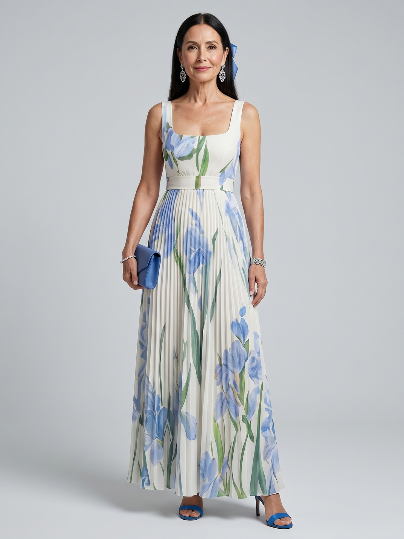 Ophelia - Robe midi sans manches à encolure carrée et imprimé floral Henri Lyon