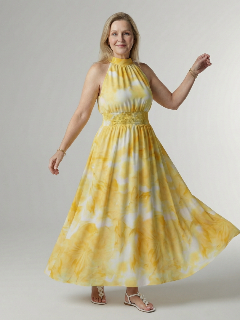 Sylin - Robe Midi à Encolure Halter Rassemblée Henri Lyon