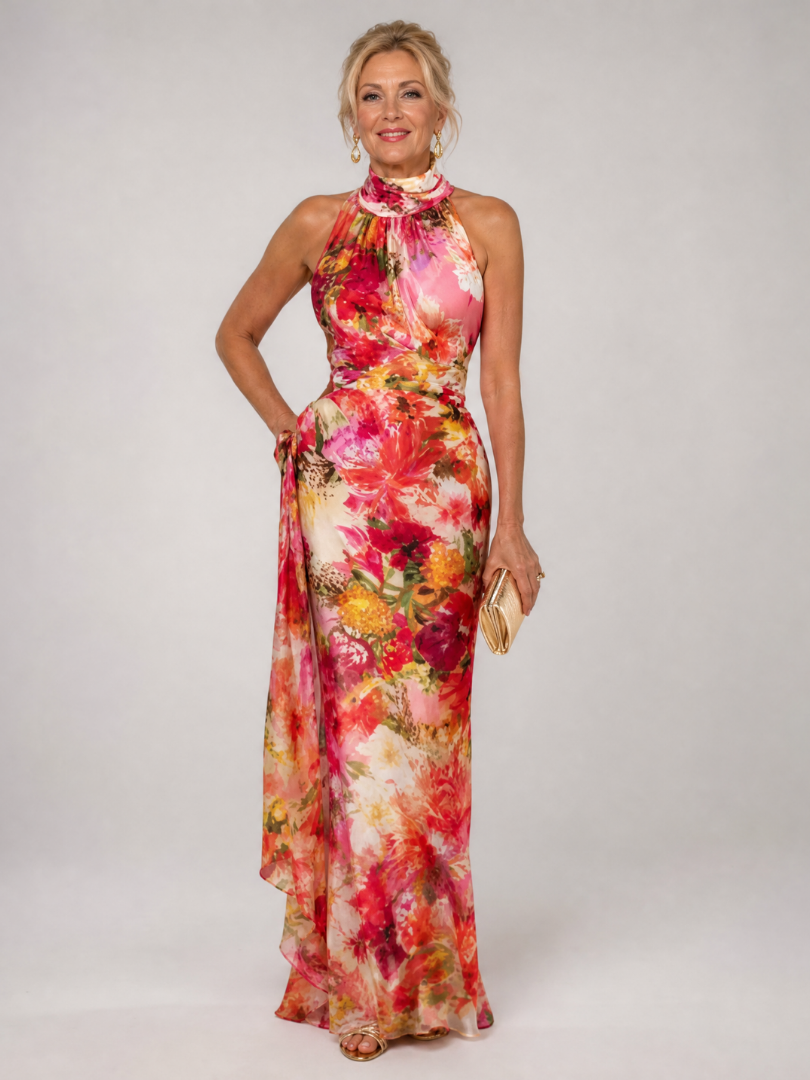 Elisabetta - Robe Maxi Imprimée Florale à Col Halter Henri Lyon
