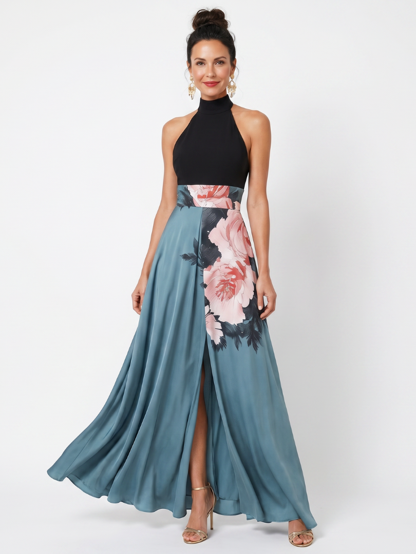 Olympas - Robe Maxi à Bustier Floral Henri Lyon