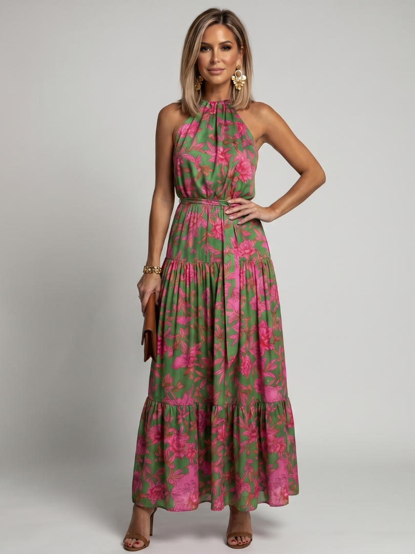 Rowen - Robe Midi Drapée à Encolure Halter Henri Lyon