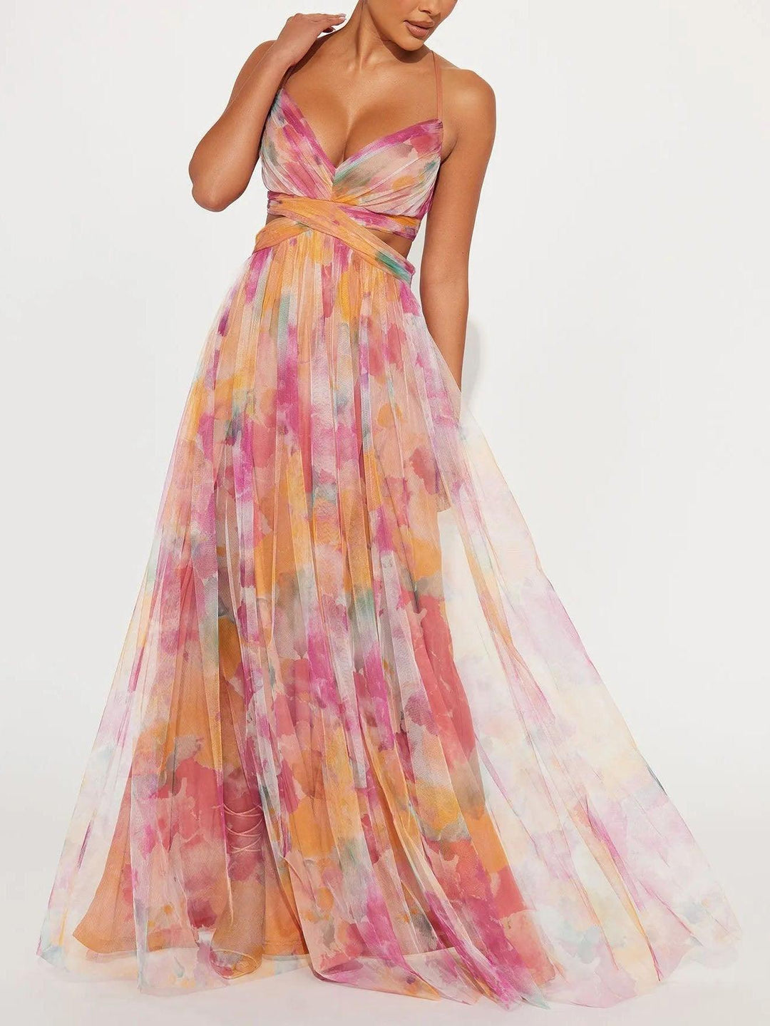 Karen | Robe Maxi Imprimée Fleurie avec Col V Henri Lyon