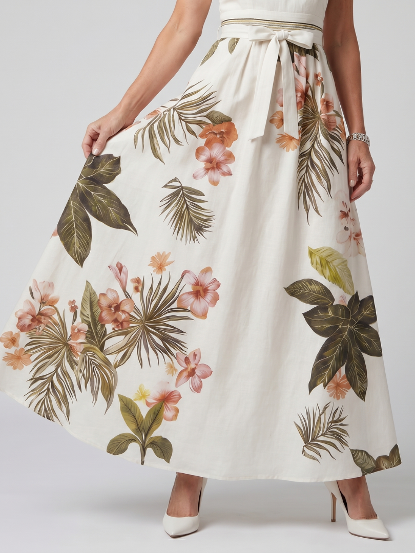 Prairie - Robe maxi à panneaux botaniques et col halter drapé Henri Lyon