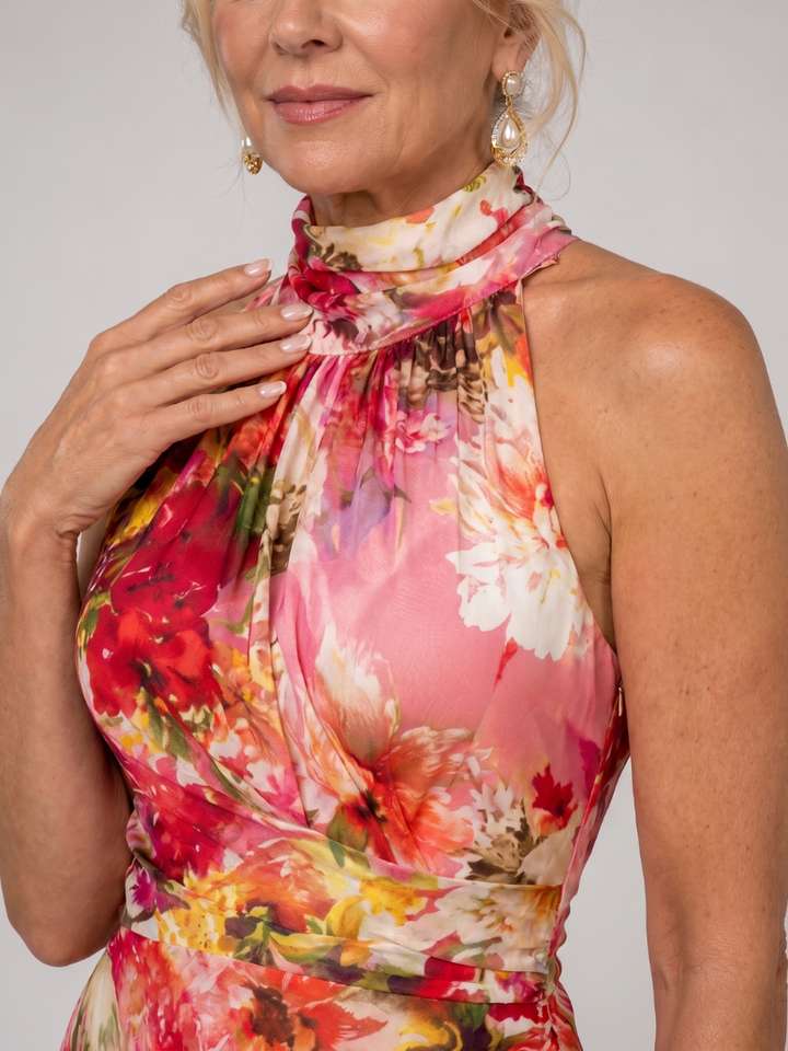 Elisabetta - Robe Maxi Imprimée Florale à Col Halter Henri Lyon