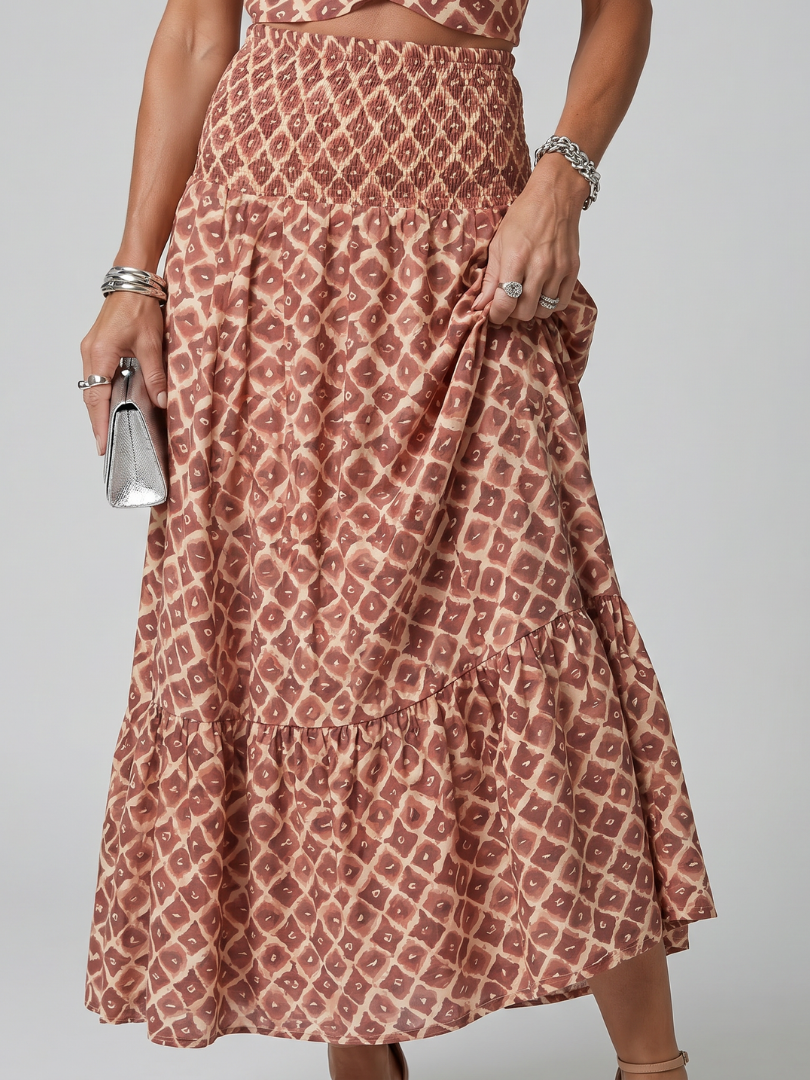 Amira - Robe Midi Découpée Imprimé Géométrique à Encolure Croisée Henri Lyon
