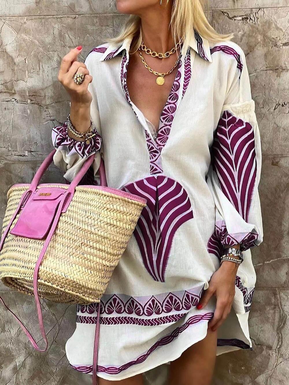 Flore | Robe Mini d'Été avec Imprimé Unique Simple et Tropical Henri Lyon