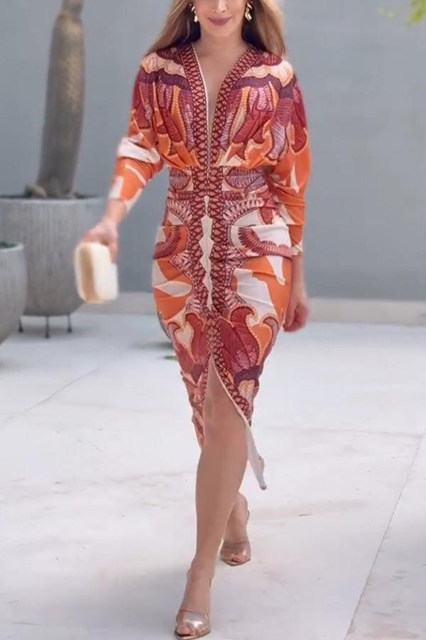 Eva | Robe Midi Dolman Imprimée Unique Sun Escape Henri Lyon