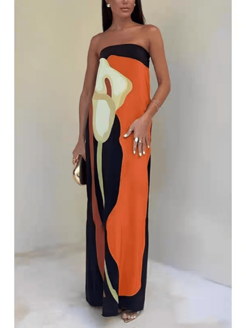 Joan | Robe de soirée maxi imprimée sans manches au style côtier Henri Lyon