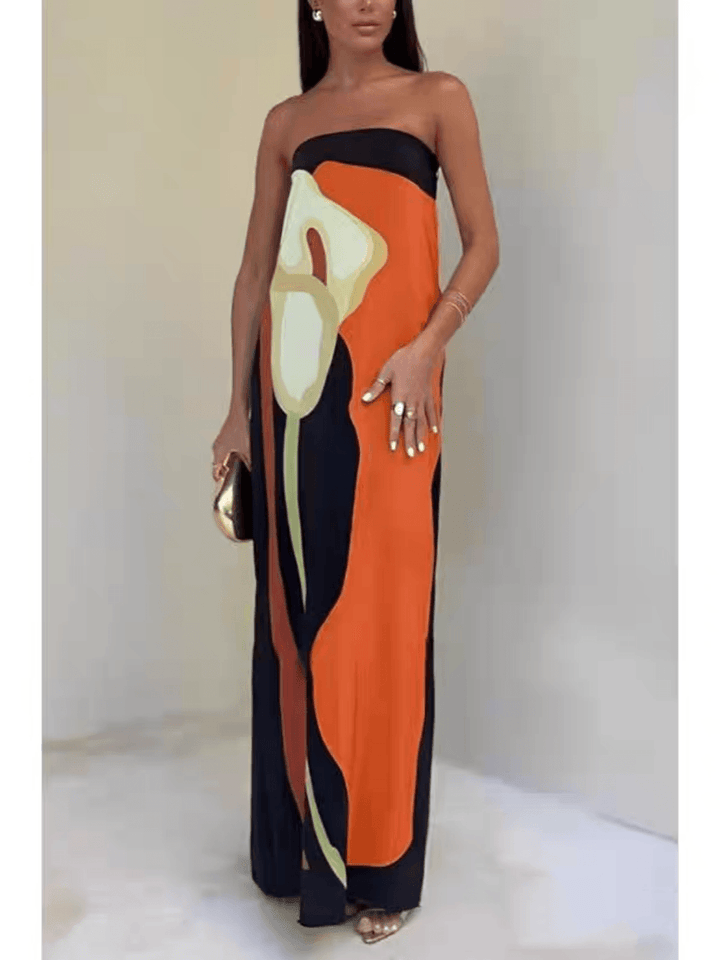 Joan | Robe de soirée maxi imprimée sans manches au style côtier Henri Lyon
