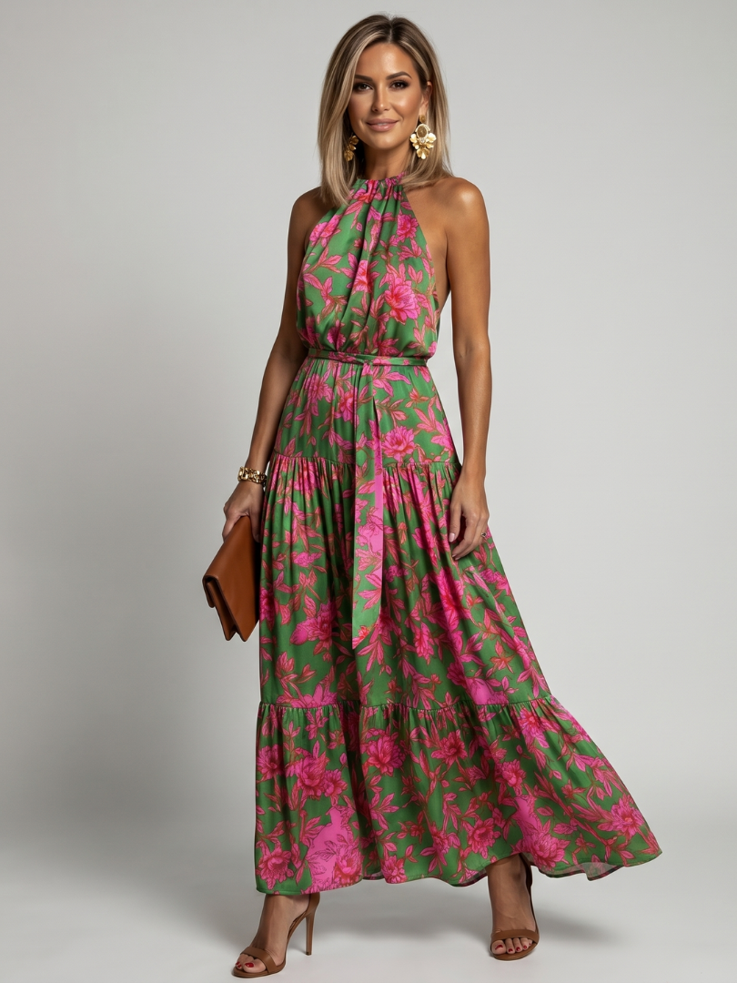 Rowen - Robe Midi Drapée à Encolure Halter Henri Lyon