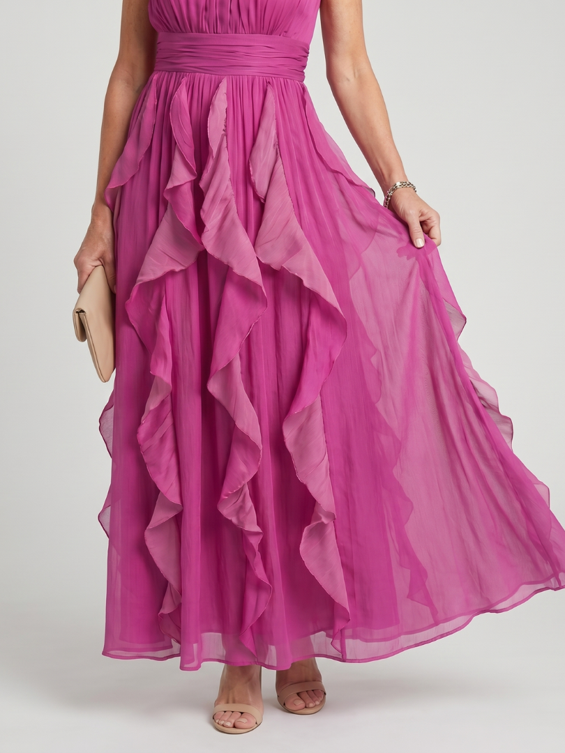 Orea - Robe Maxi à Col Haut avec Volants Froncés Henri Lyon