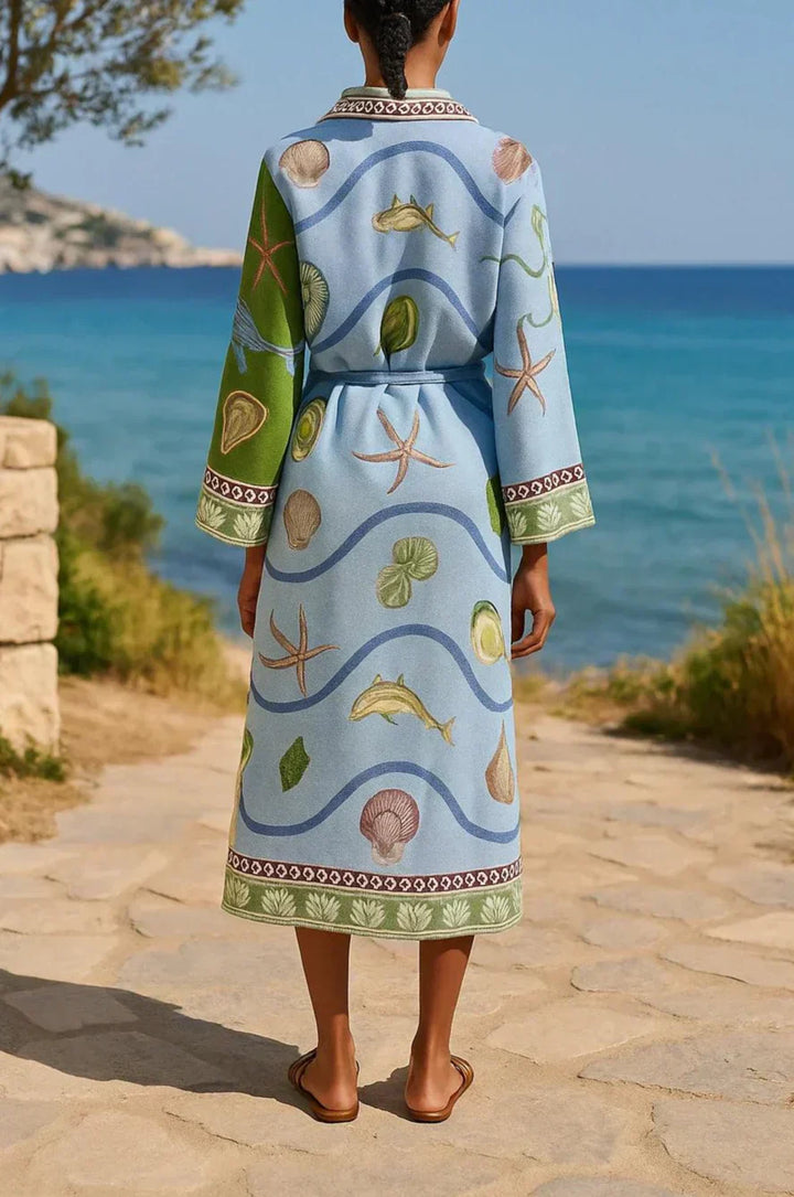 Sandra | Robe Chemise Midi Imprimée avec Ceinture Henri Lyon