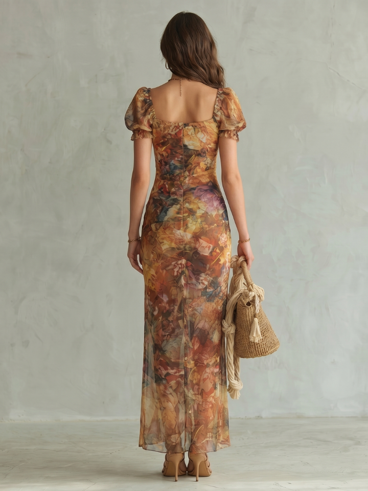 Ciel - Robe Midi Froncée à Manches Volantes Henri Lyon