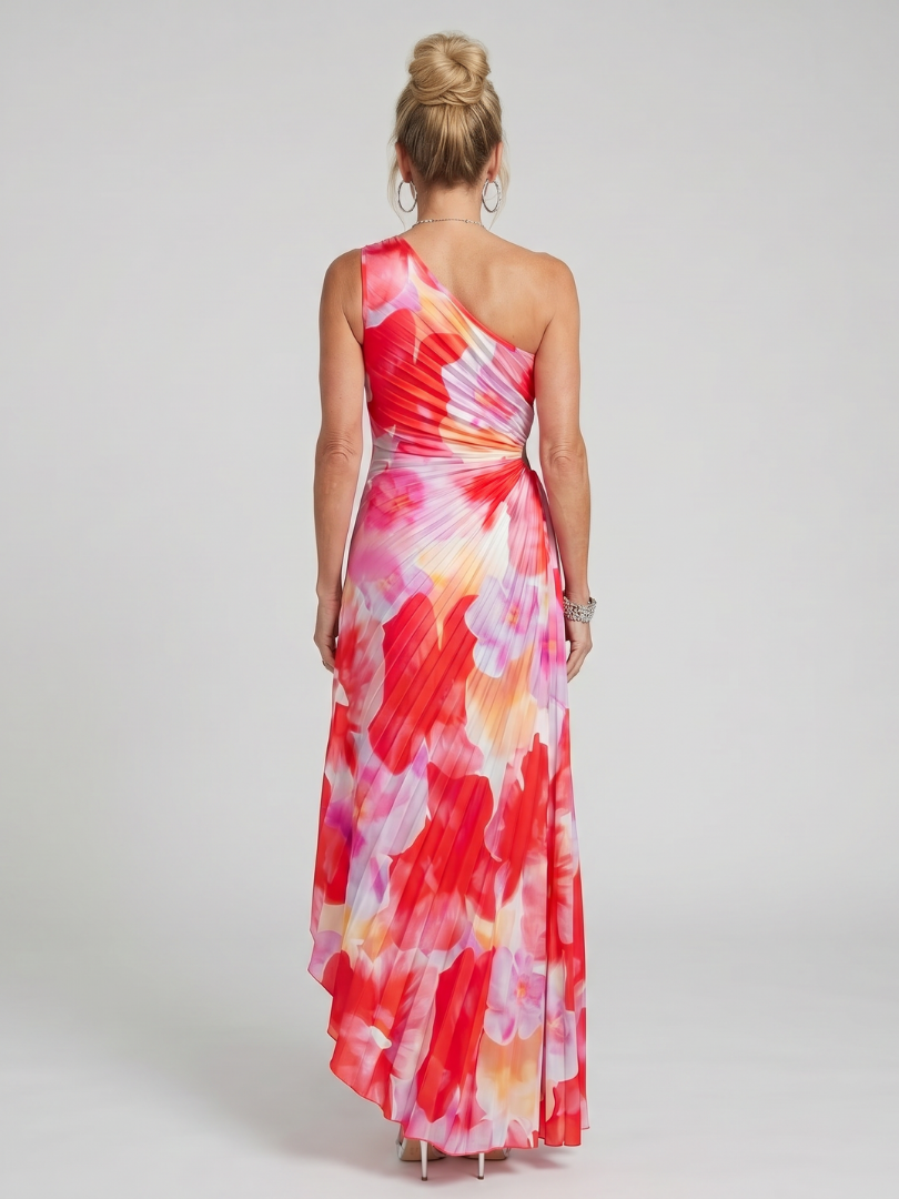 Taya - Robe Midi à Bretelle Unique et Corsage Plissé Henri Lyon