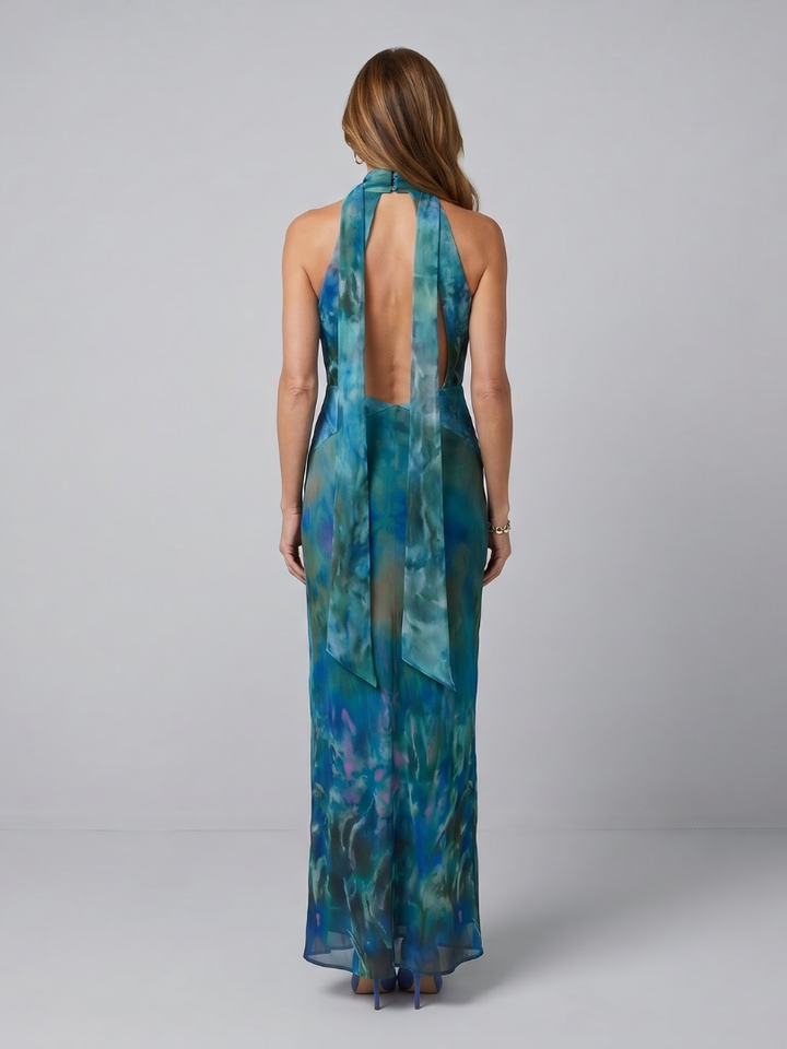 Juniper - Robe maxi sans manches à col halter avec ouverture Henri Lyon