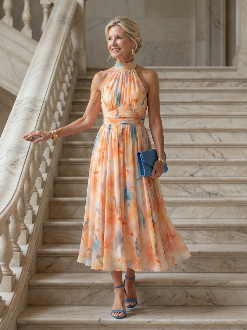 Elin - Robe Midi Halter Douce Henri Lyon