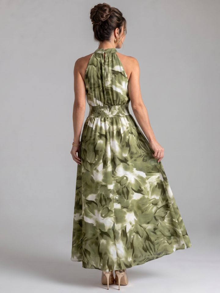Olivia - Robe Midi Imprimé Abstrait à Taille Froncée Henri Lyon