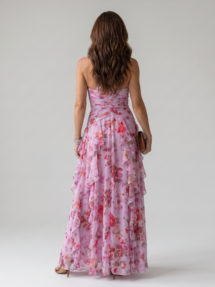 Nori - Robe Maxi Fleurie à Encolure Halter et Bodice Froncé Henri Lyon