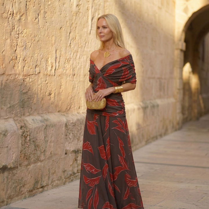 Poppy | Élégante Robe à Motif Feuilles Henri Lyon