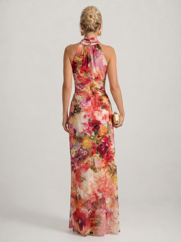 Elisabetta - Robe Maxi Imprimée Florale à Col Halter Henri Lyon