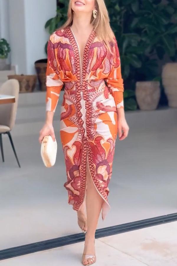 Eva | Robe Midi Dolman Imprimée Unique Sun Escape Henri Lyon