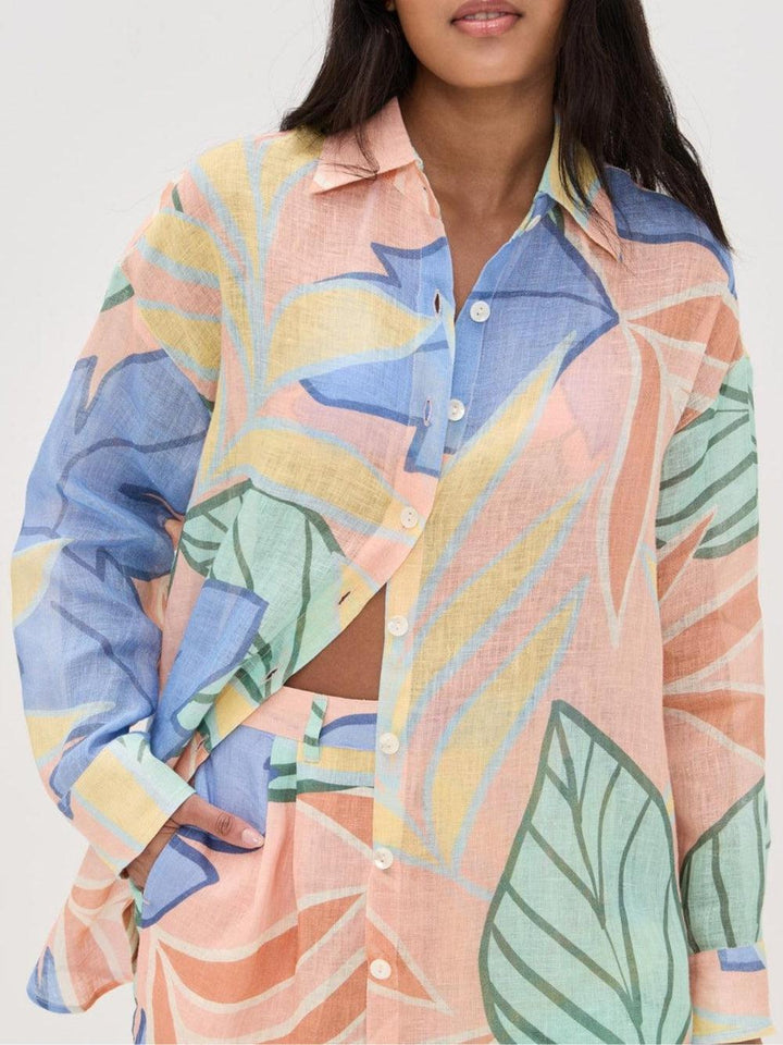Amandine | Robe Courte Imprimée Feuilles Tropicales Henri Lyon