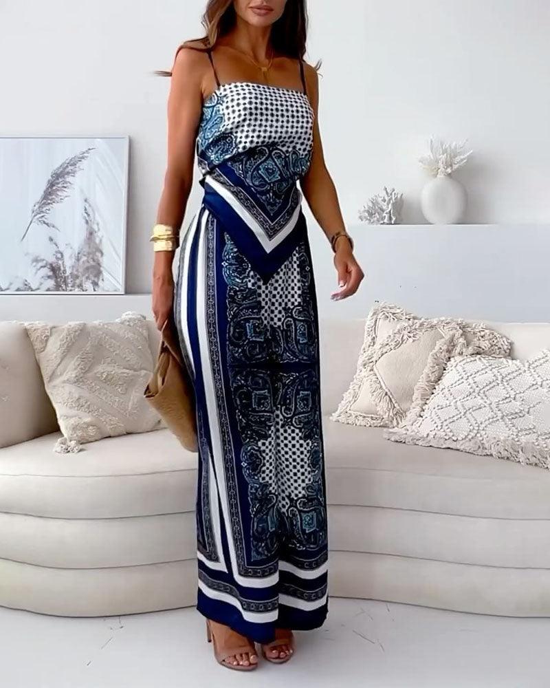 Helen | Ensemble élégant de deux pièces avec top à lacets et pantalon prêt pour les vacances Henri Lyon
