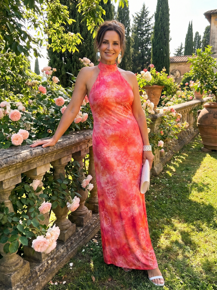Coraline - Robe Maxi à Imprimé et Col Halter Henri Lyon