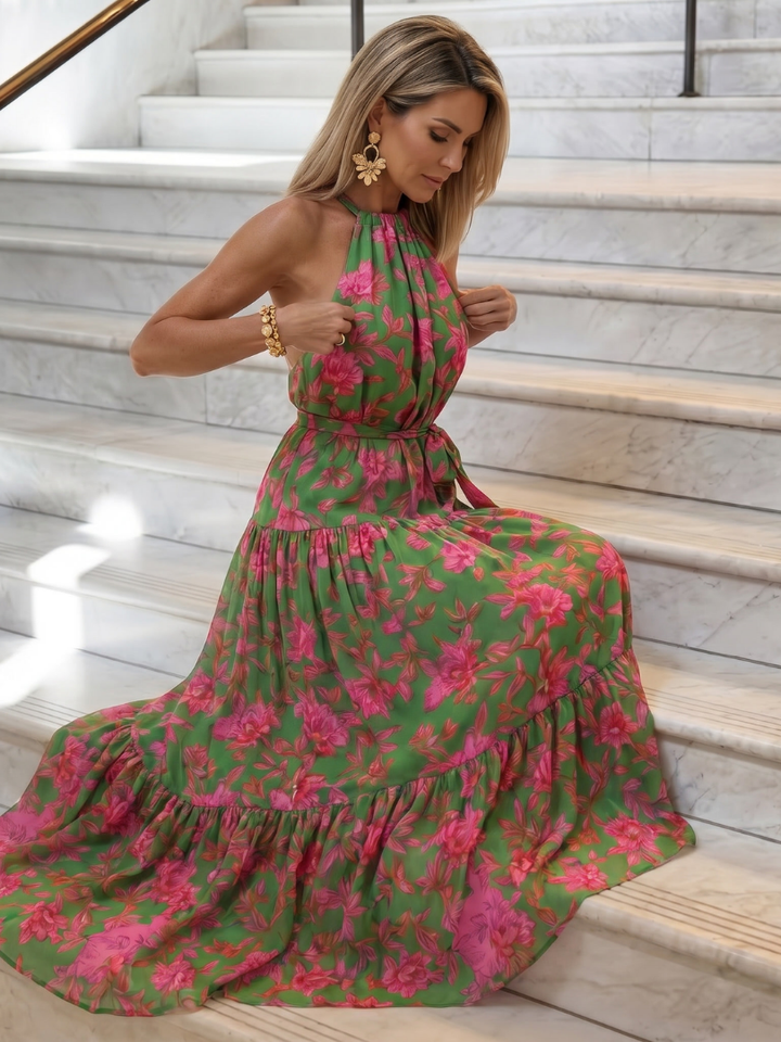 Rowen - Robe Midi Drapée à Encolure Halter Henri Lyon
