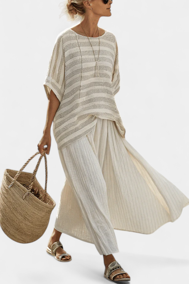 Westlyn | Haut en bambou rayé confortable et pantalons en lin fluides Henri Lyon