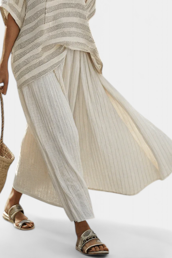 Westlyn | Haut en bambou rayé confortable et pantalons en lin fluides Henri Lyon