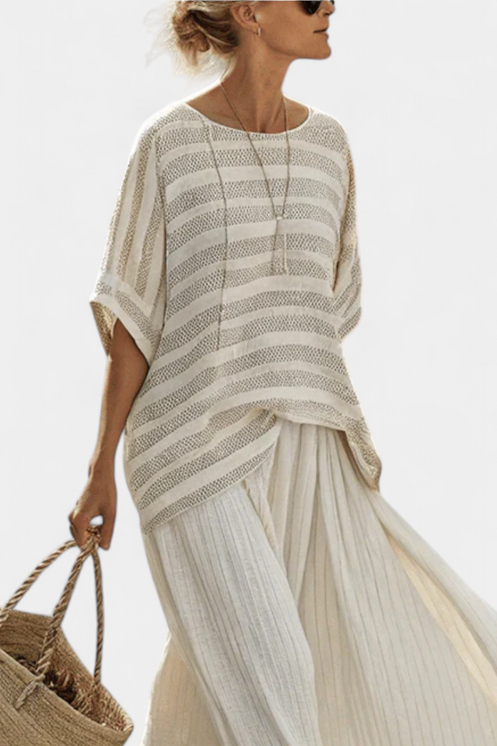 Westlyn | Haut en bambou rayé confortable et pantalons en lin fluides Henri Lyon