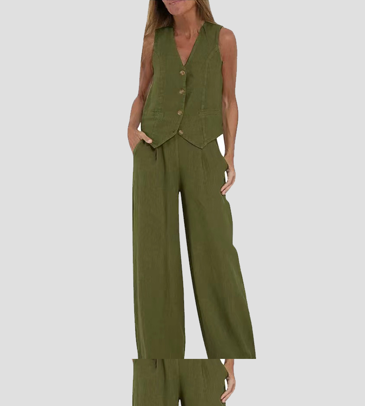 Aira - Ensemble Gilet Boutonné & Pantalon Large Henri Lyon