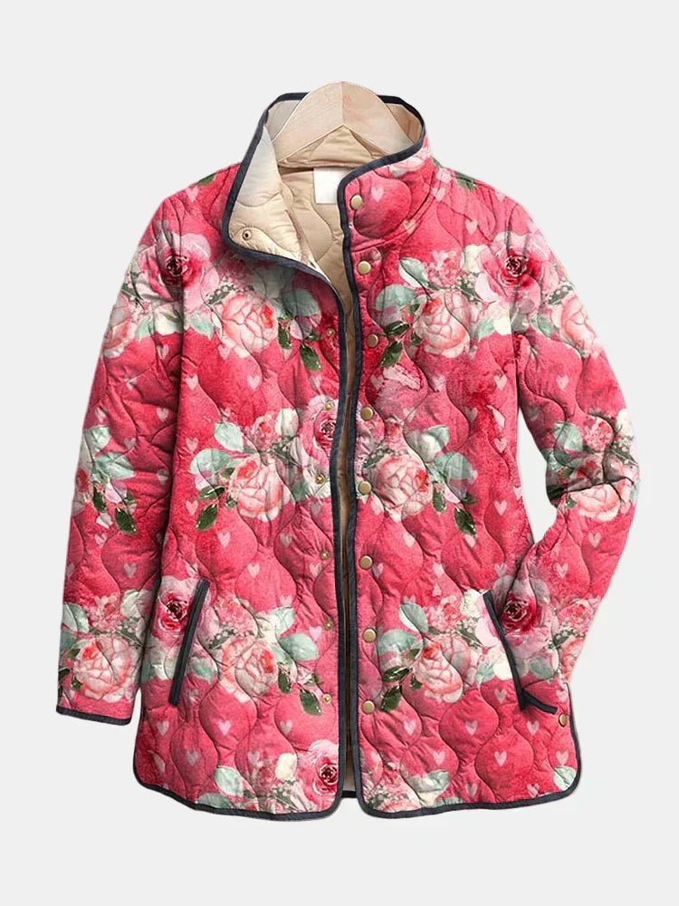 Freya | Veste Matelassée à Imprimé Floral Rose Charmant Henri Lyon