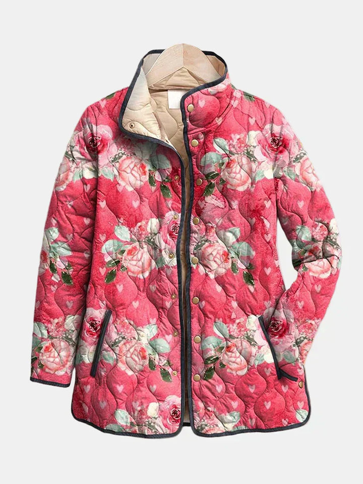 Freya | Veste Matelassée à Imprimé Floral Rose Charmant Henri Lyon