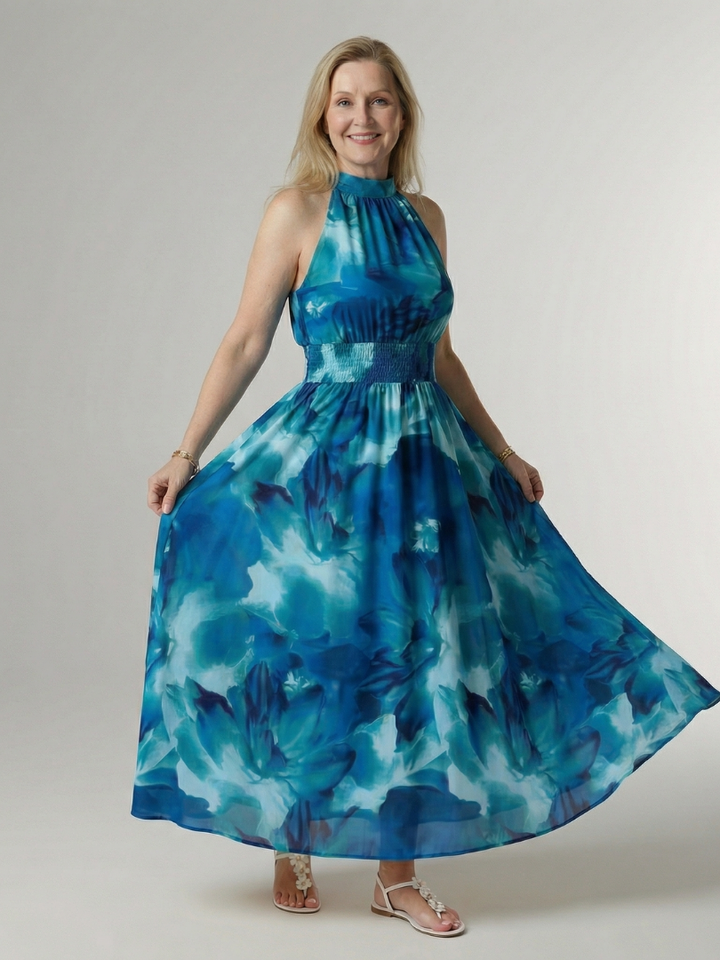 Sylin - Robe Midi à Encolure Halter Rassemblée Henri Lyon